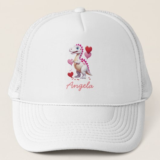 Schattigee witte Valentijnsdag dinosaurus Trucker Pet (Voorkant)