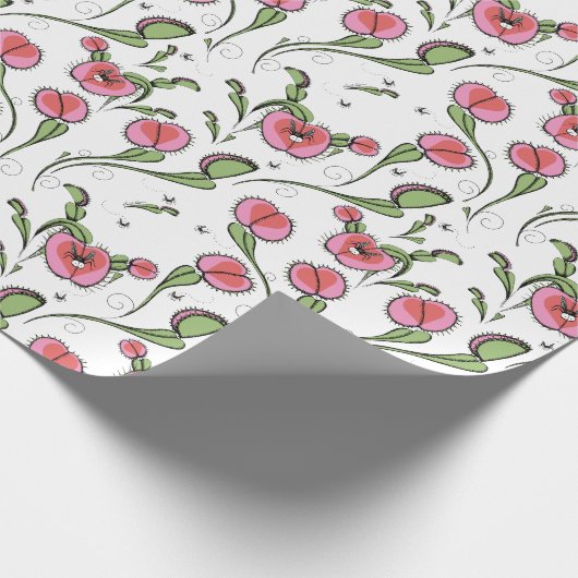 Schattigee witte venusvliegenval vast op je liefde cadeaupapier (Hoek)