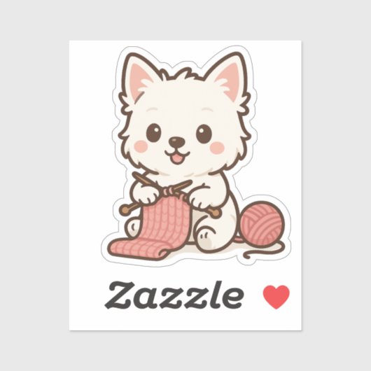 Schattigee Witte Westie Highland Terrier Hond Brei Sticker (Vel)