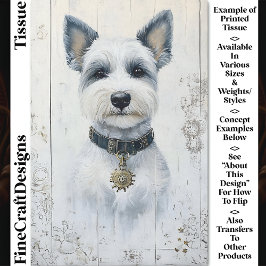 Schattigee Witte Westie Hond Puppyportret CX1 Deco Tissuepapier