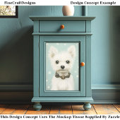 Schattigee witte Westie, Steampunk Collar CX3 Deco Tissuepapier