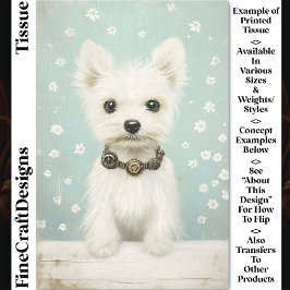 Schattigee witte Westie, Steampunk Collar CX3 Deco Tissuepapier