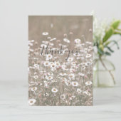 Schattigee witte wilde bloemen bloemenflat dank u  bedankkaart (Staand voorkant)