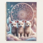 Schattigee Witte Wolf Pups en droomvanger Planner (Voorkant)