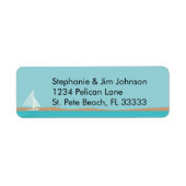 Schattigee witte zeilboot Clear Blue Sky retouradr Etiket (Voorkant)