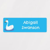 Schattigee witte zwaan met kroon cartoon gepersona labels (Design 2)