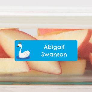 Schattigee witte zwaan met kroon cartoon gepersona labels