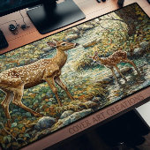 Schattigee wittevleugelherten en fawn bureaumat