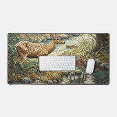 Schattigee wittevleugelherten en fawn bureaumat (Keyboard & Muis)