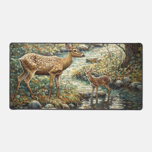 Schattigee wittevleugelherten en fawn bureaumat (Voorkant)