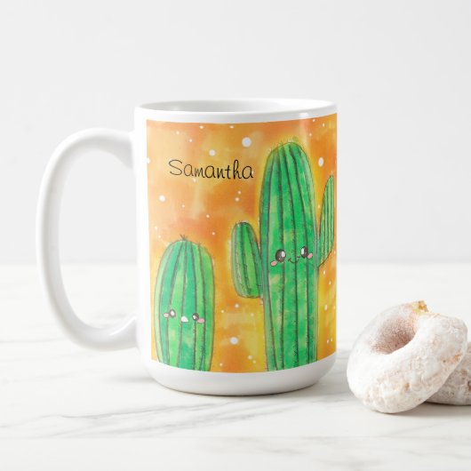 Schattigee woestijncactus koffiemok (Met donut)