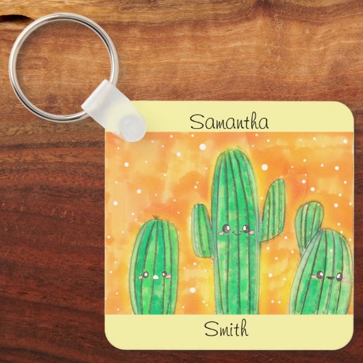 Schattigee woestijncactus sleutelhanger (Voorkant)