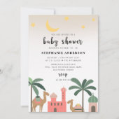 Schattigee woestijnthema kamelenpalmbomen Baby sho Kaart (Voorkant)