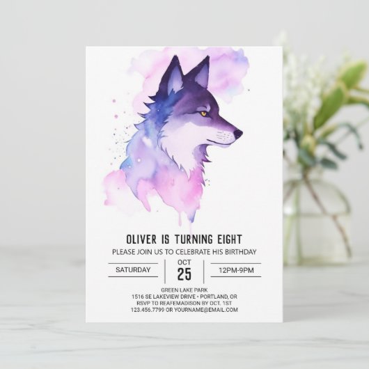 Schattigee Wolf Adventure Verjaardag Kaart (Staand voorkant)