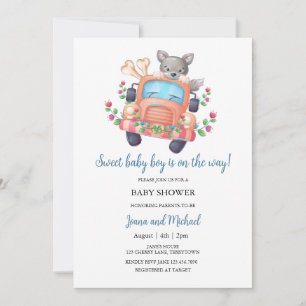 Schattigee Wolf Boy Baby shower Uitnodiging