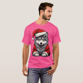 Schattigee Wolf Kerstman Hoed Wolven Xmas T-shirt (Voorkant volledig)
