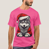 Schattigee Wolf Kerstman Hoed Wolven Xmas T-shirt (Voorkant)
