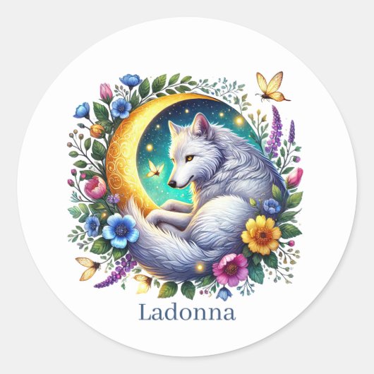 Schattigee wolf liefhebbers dier aanpasbaar ronde sticker (Voorkant)