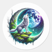 Schattigee wolf liefhebbers dier ronde sticker (Voorkant)
