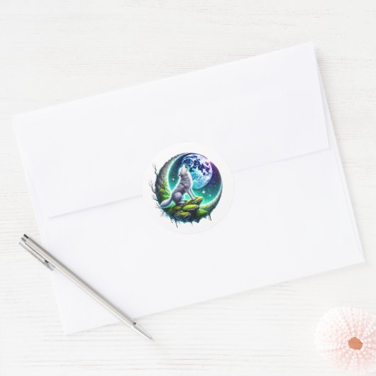 Schattigee wolf liefhebbers dier ronde sticker (Envelop)