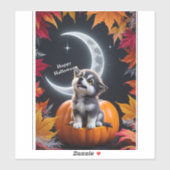 Schattigee Wolf met Crescent Moon Nighttime Autumn Sticker (Vel)