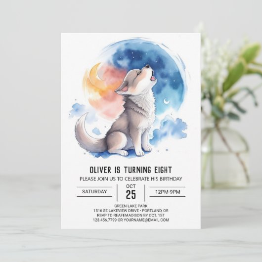 Schattigee Wolf Pup bewerkbare Verjaardag Kaart (Staand voorkant)