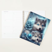 Schattigee Wolf Pups met een Blauw Roos Planner (Display)