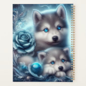 Schattigee Wolf Pups met een Blauw Roos Planner (Achterkant)