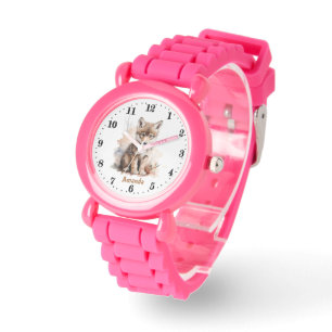 Schattigee wolf Voeg naam meisjes Horloge