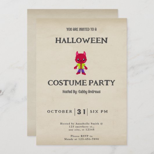 Schattigee Wolfman  Halloween Kaart (Voorkant / Achterkant)