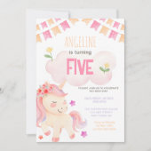 Schattigee wolk Roze Eenhoorn Kleurrijke Meisje Ve Kaart (Voorkant)