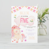 Schattigee wolk Roze Eenhoorn Kleurrijke Meisje Ve Kaart (Staand voorkant)