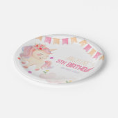 Schattigee wolk Roze Eenhoorn Kleurrijke Meisje Ve Papieren Bordje (Gekanteld)