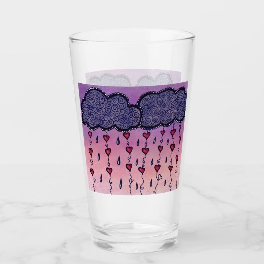 Schattigee wolken en harten kunst glas (Voorkant)