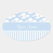 Schattigee wolken en strepen ovale sticker (Voorkant)
