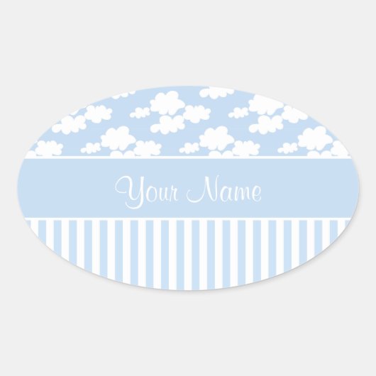Schattigee wolken en strepen ovale sticker (Voorkant)