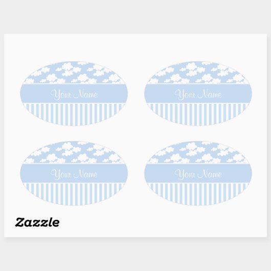 Schattigee wolken en strepen ovale sticker (Vel)