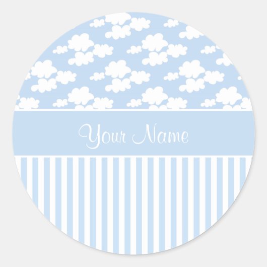 Schattigee wolken en strepen ronde sticker (Voorkant)