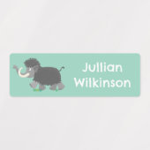 Schattigee wollige mammoet cartoon gepersonaliseer labels (Design 1)
