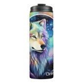 Schattigee wolvenliefhebbers Naam toevoegen Thermosbeker (Voorkant)