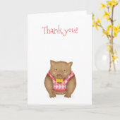 Schattigee wombat dank je kaart (Gele Bloem)