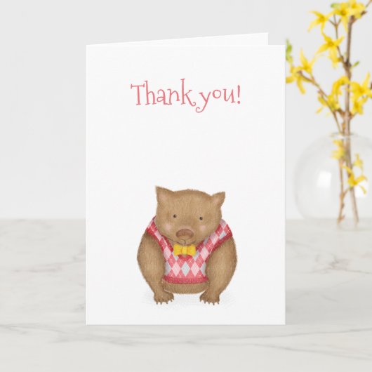 Schattigee wombat dank je kaart (Gele Bloem)
