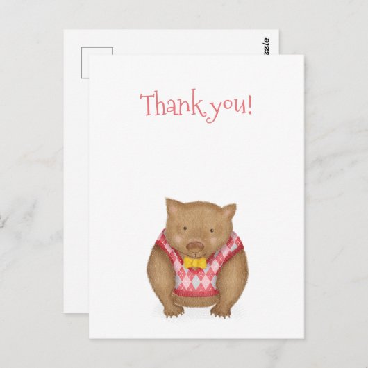 Schattigee wombat dank u briefkaart (Voorkant / Achterkant)