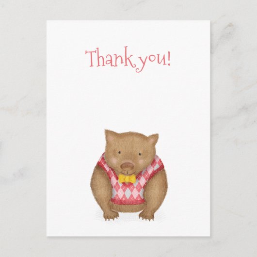Schattigee wombat dank u briefkaart (Voorkant)