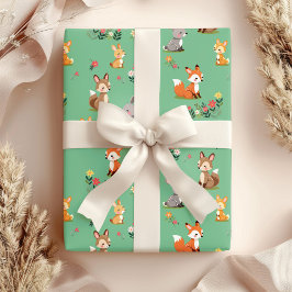 Schattigee Woodland Animal Child Verjaardag Cadeaupapier