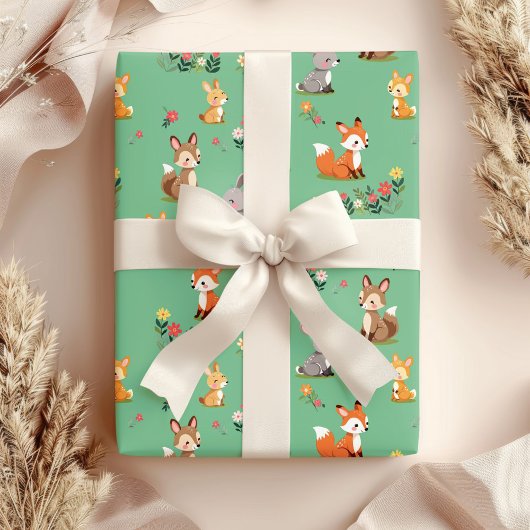 Schattigee Woodland Animal Child Verjaardag Cadeaupapier