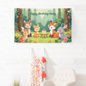 Schattigee Woodland Animal Child Verjaardag Spandoek (Insitu)