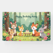 Schattigee Woodland Animal Child Verjaardag Spandoek (Horizontaal)