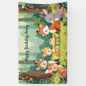 Schattigee Woodland Animal Child Verjaardag Spandoek (Verticaal)