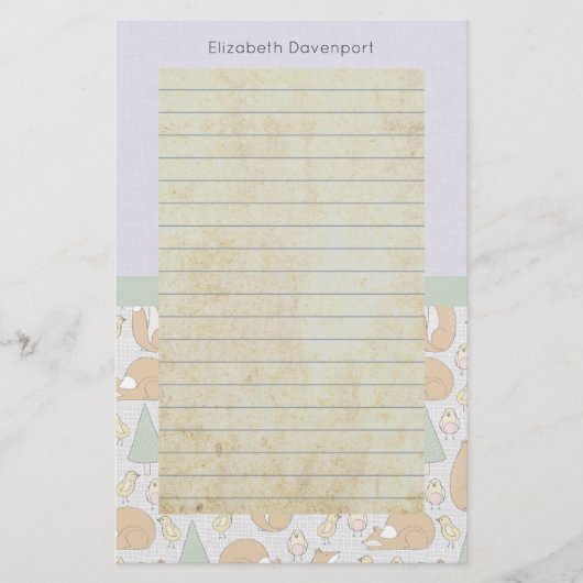 Schattigee Woodland Animal Creatures met Lined Briefpapier (Voorkant)